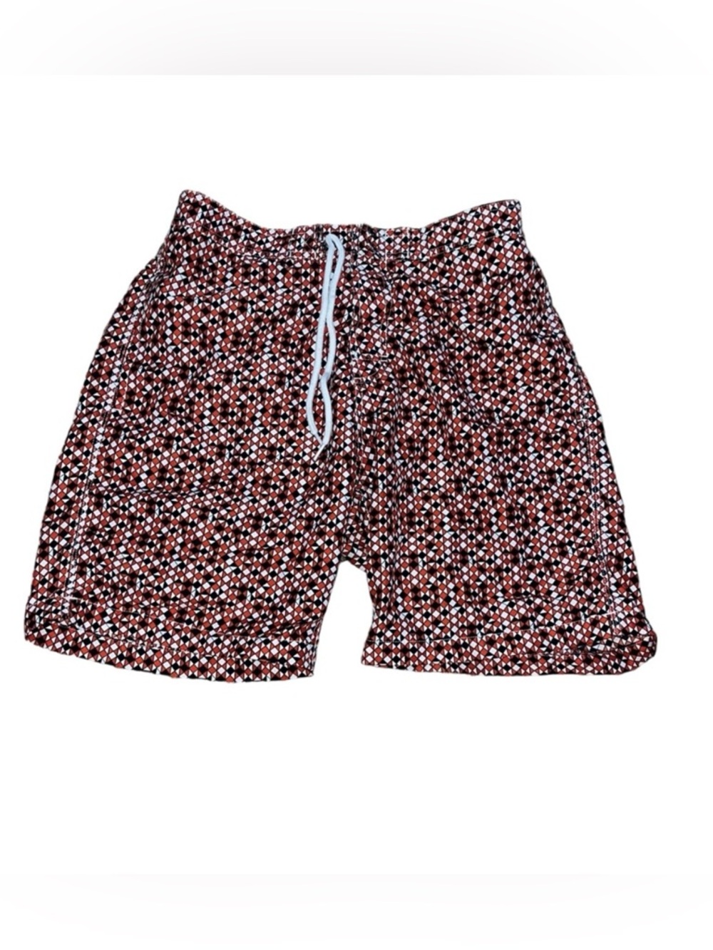 Saks Fifth Avenue Red and Black Patterned Swim Shorts size medium